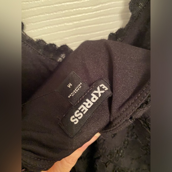 Express NWT Black Lace Spaghetti Strap Full Midi Skirt Dress - Sz M - Black - Picture 8 of 8